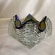Checkerboard glass ashtray from the 1980s
