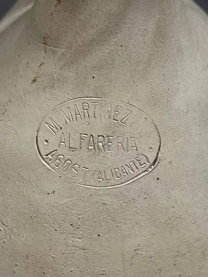 Antique Spanish water jug in terracotta or white pottery circa 1900
