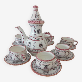 Artisanal terracotta tea or coffee set in Mediterranean style