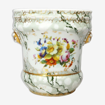Antique Porcelain planter hand painted with mascarons with lion's head in relief-nineteenth century