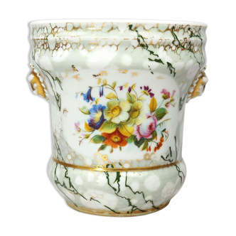 Antique Porcelain planter hand painted with mascarons with lion's head in relief-nineteenth century