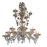 Grand lustre vénitien en verre de Murano multicolore,vers 1920