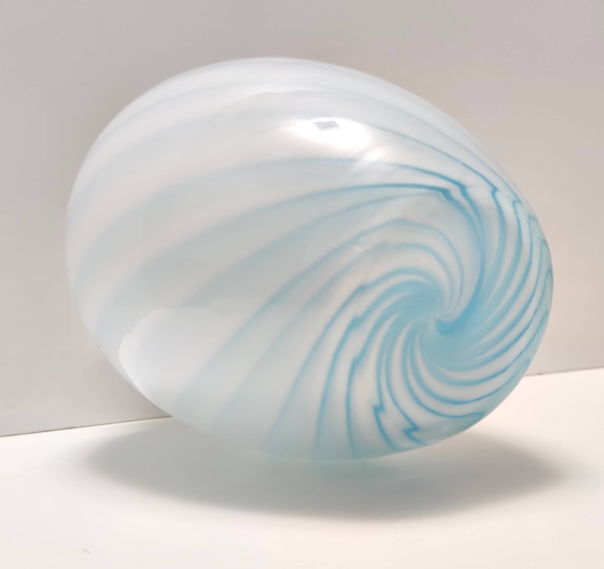 Murano Glass Vase with Light Blue and White Canes, Italy