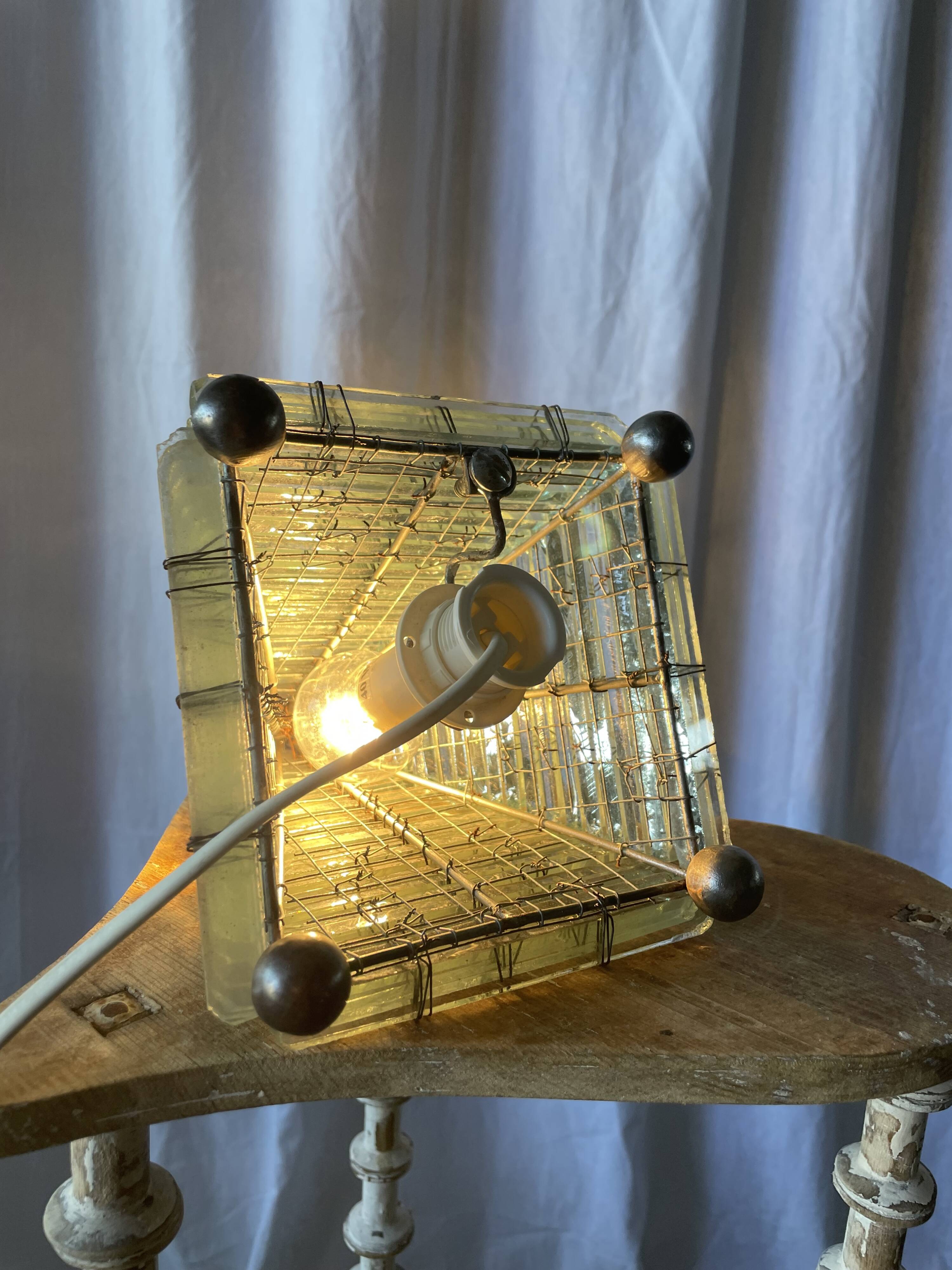 Brutalist glass lamp from the 1970s.