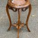 Round Art Nouveau side table in solid wood and marble from the 19th century