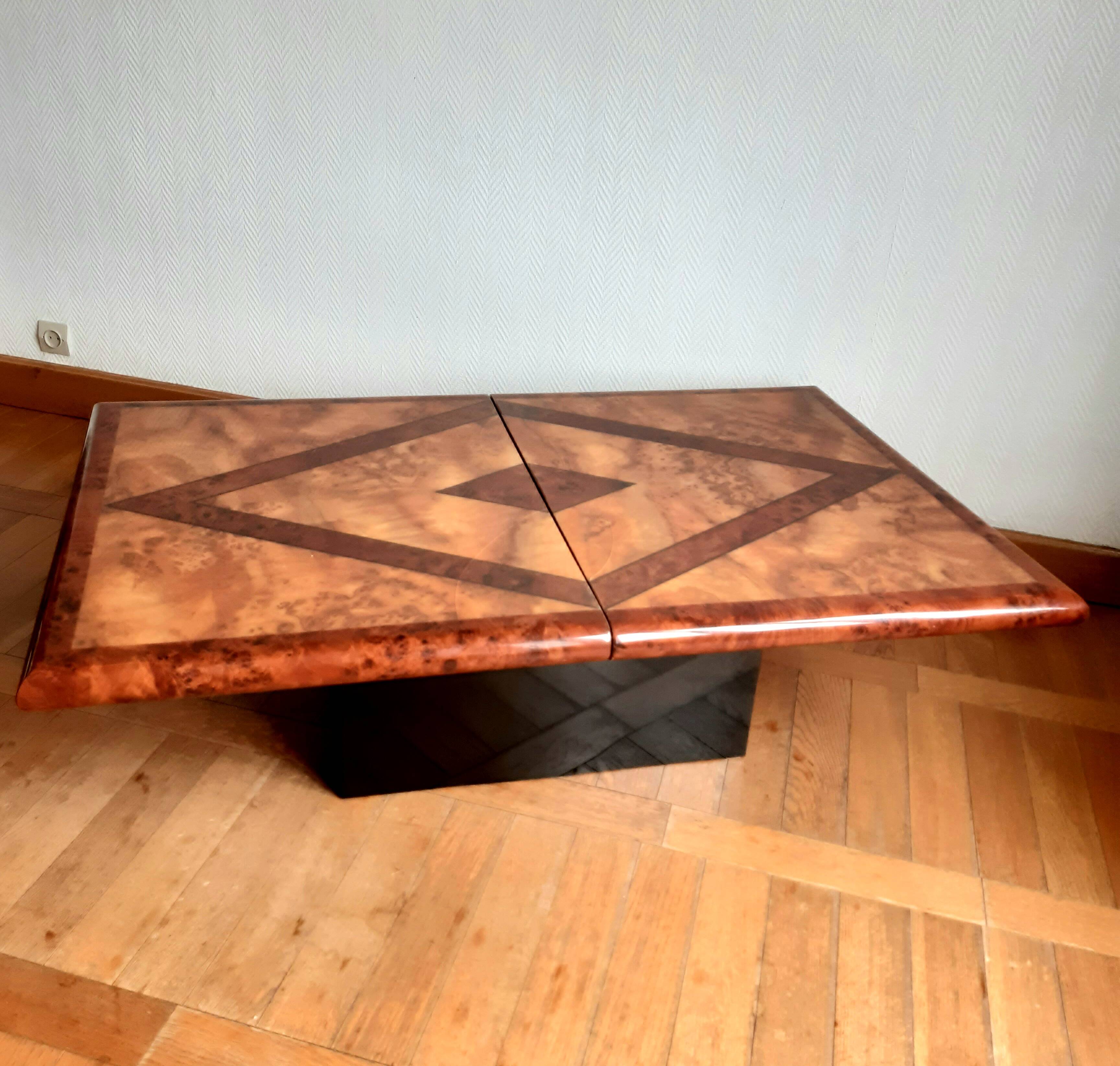 1970s Elm Burl Bar Coffee Table