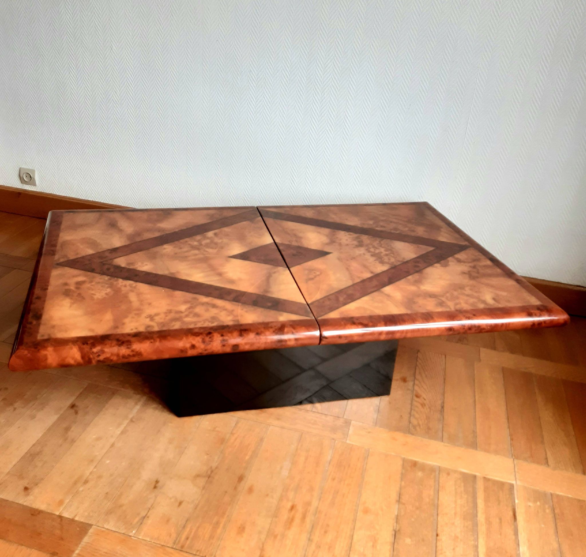 1970s Elm Burl Bar Coffee Table