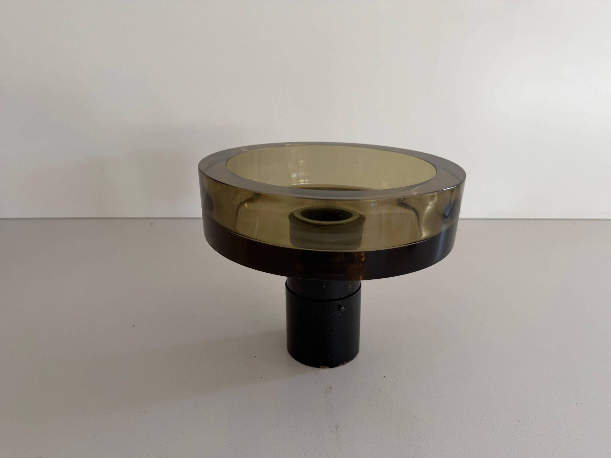 Flush mount in glass and yellow-brown metal by Seguso, 1950s, Italy.
