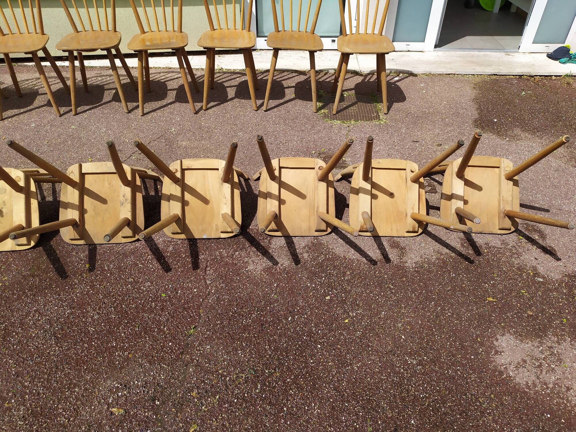 Set of 18 wooden bistro chairs - vintage - year 50 - 60