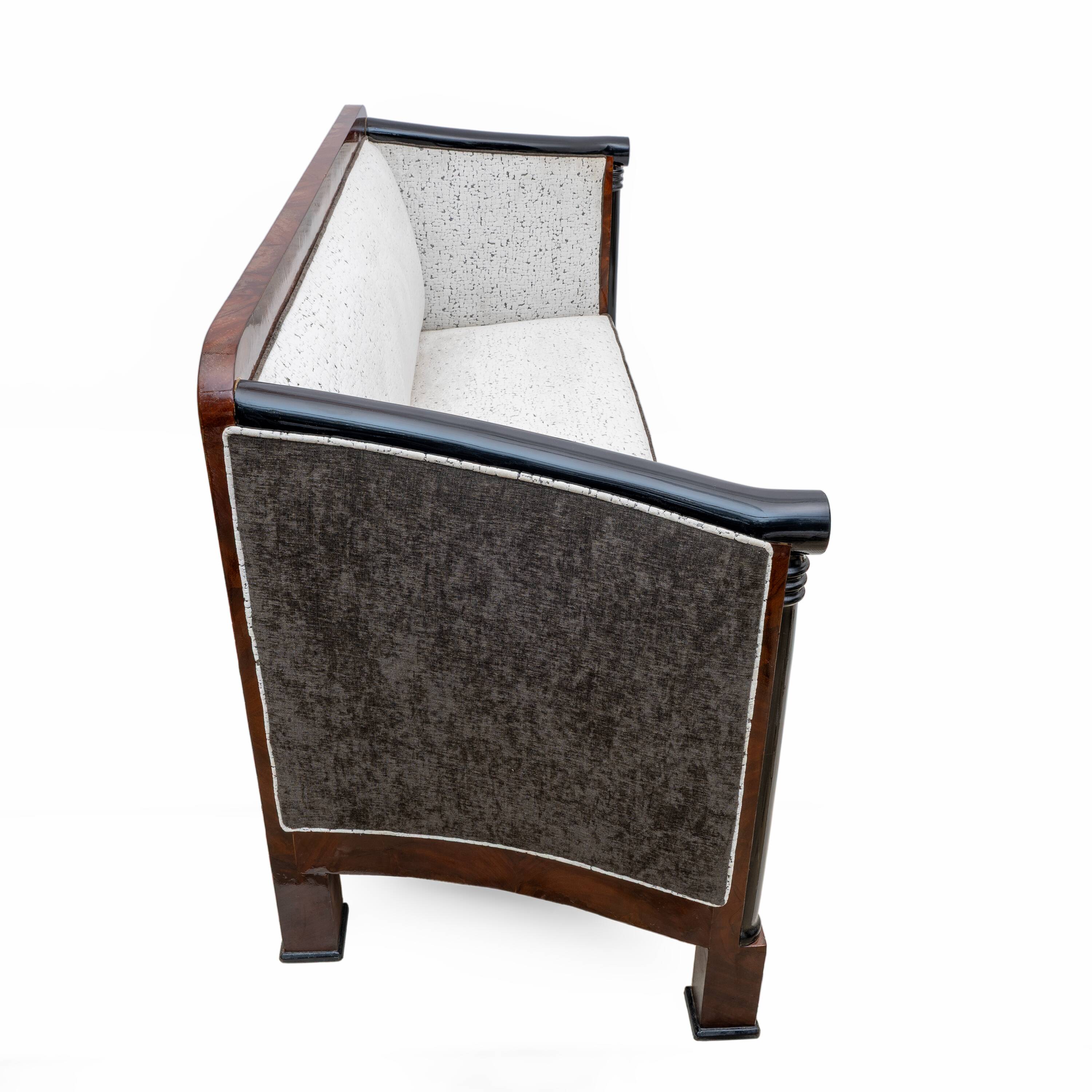 19th Century Biedermeier Mahogany Feather Two Armchairs and Sofa, Vienna