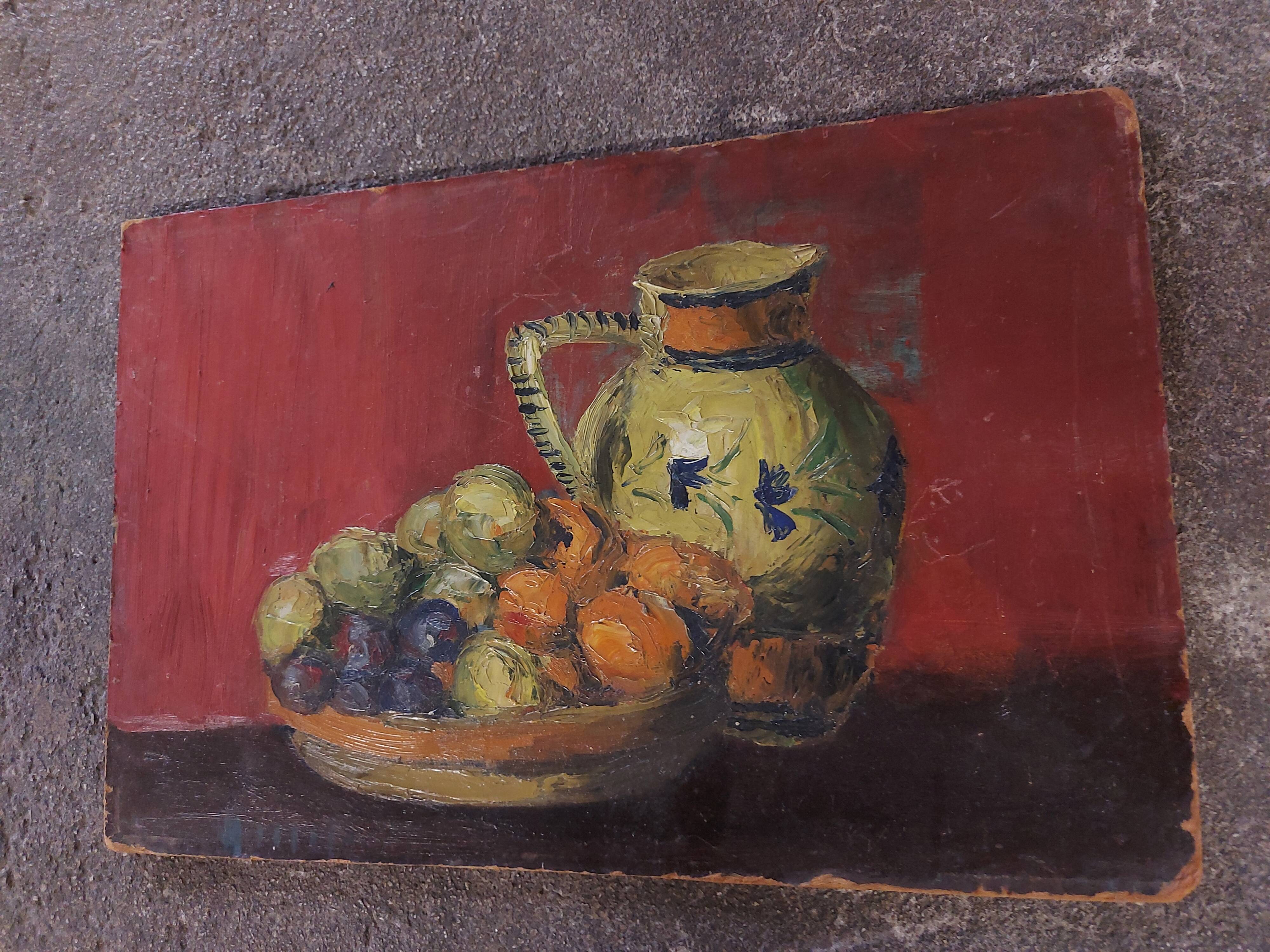 Painting, oil on panel, still life