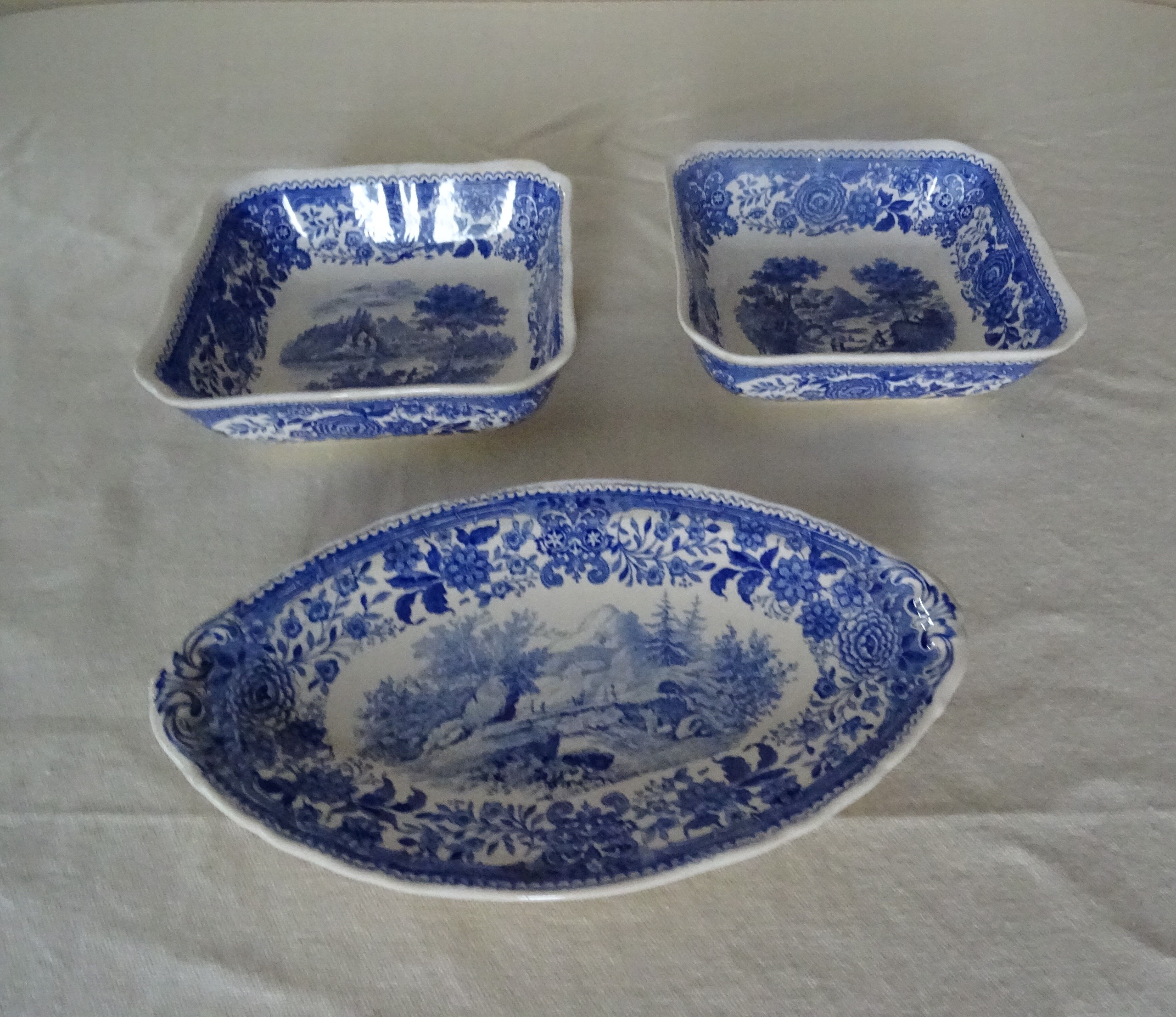 3 dishes raviers Villeroy & Boch antique earthenware 366112 Burgenland Blue