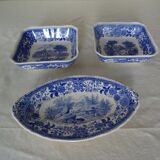 3 plats raviers Villeroy & Boch  faïence ancienne  366112 Burgenland Bleu
