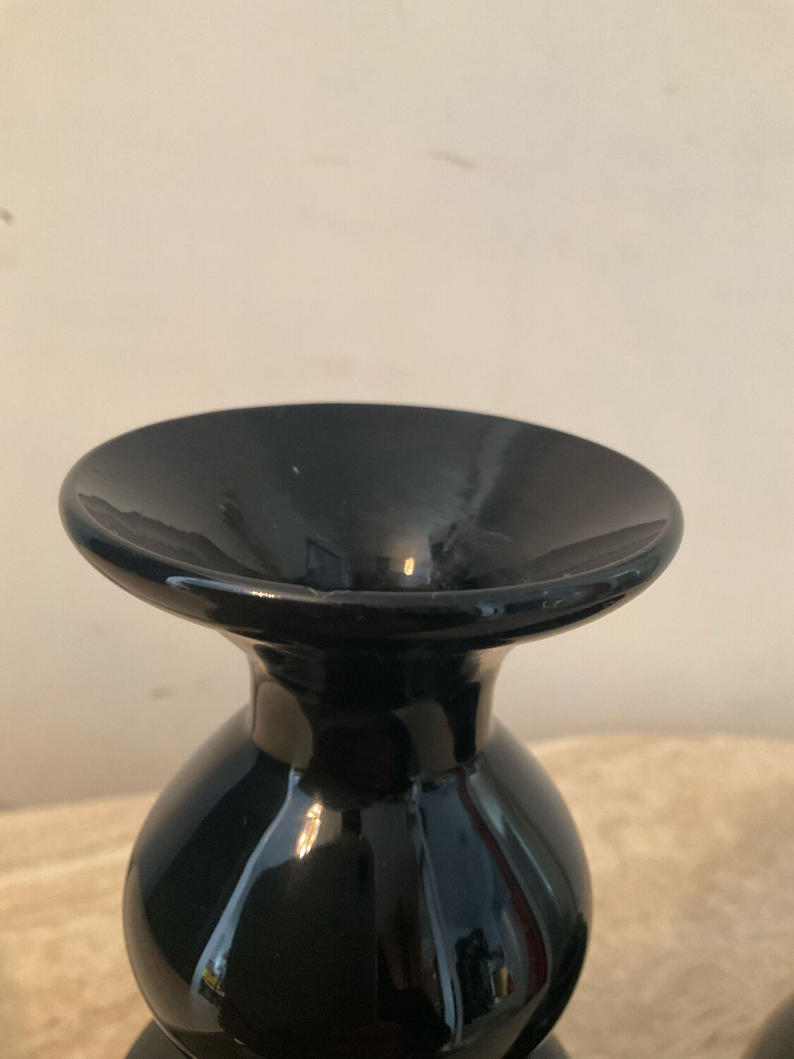 Duo of black opaline vases from the 60s and 70s
