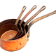 Serie of 4 old copper pans metals Vesoul