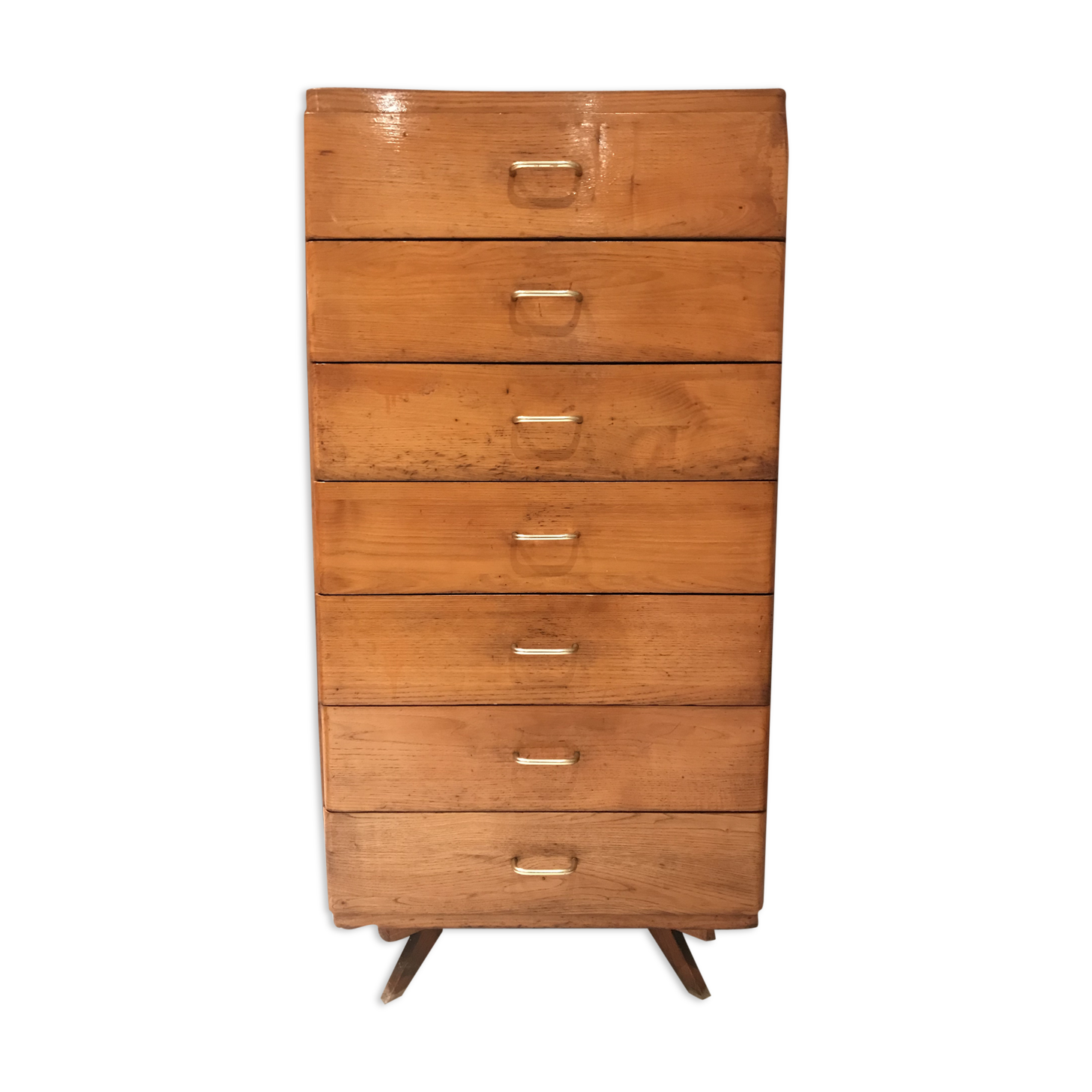 Semainier chiffonnier vintage chêne 1970