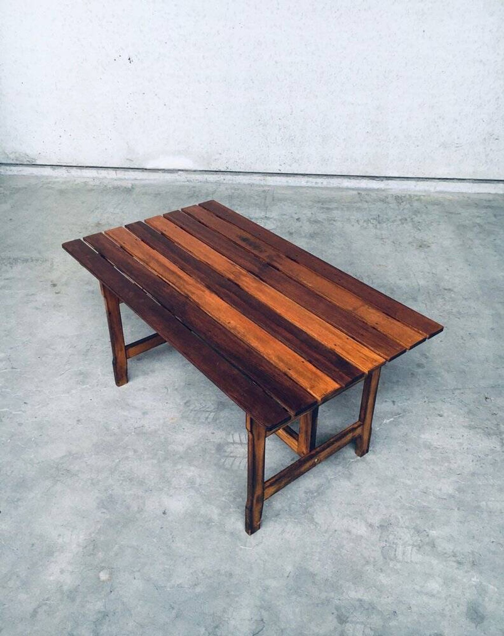 Patinated Wood Garden Table, 1970s