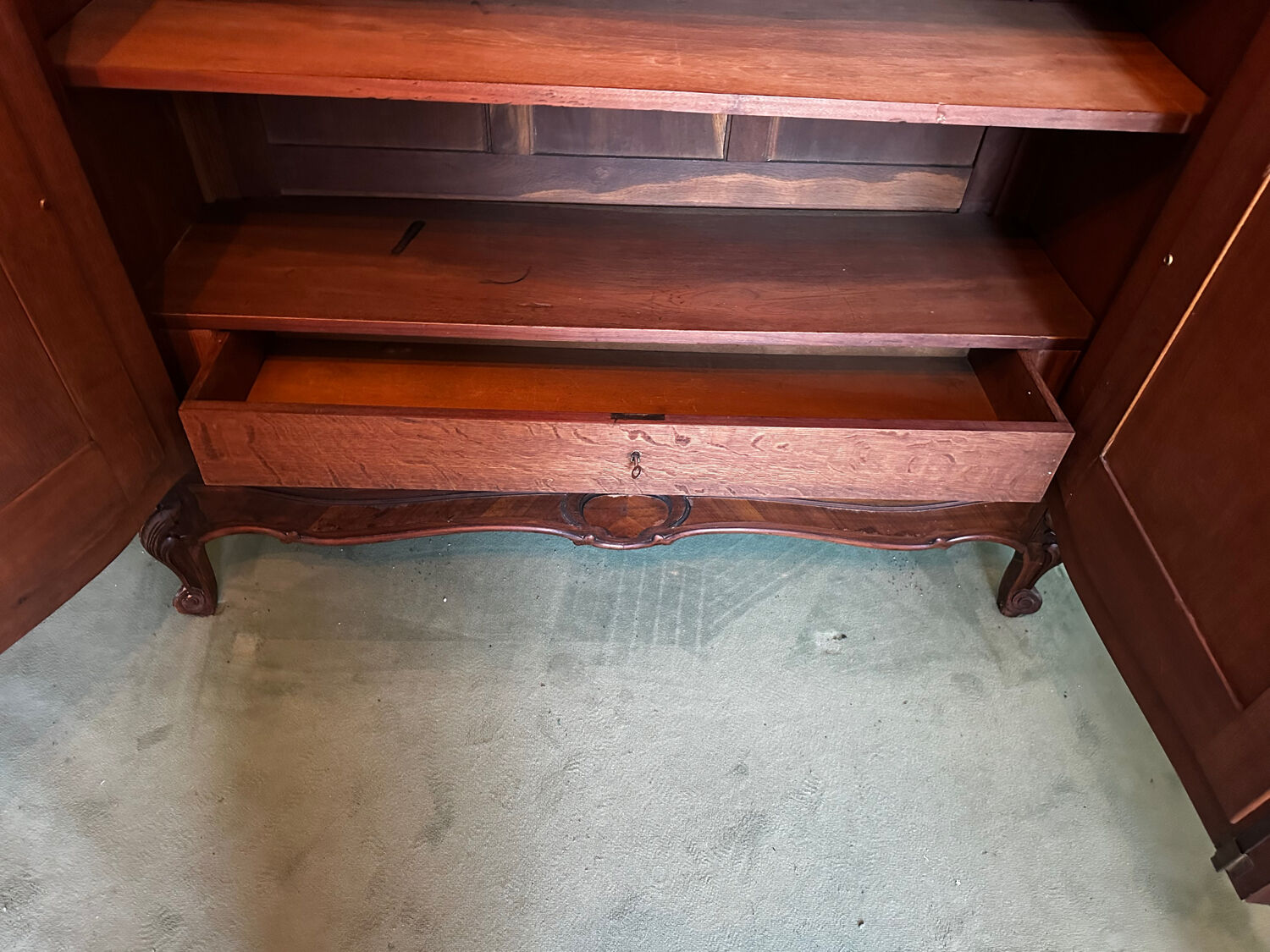 Carved walnut wardrobe – late 19th century Louis XV style