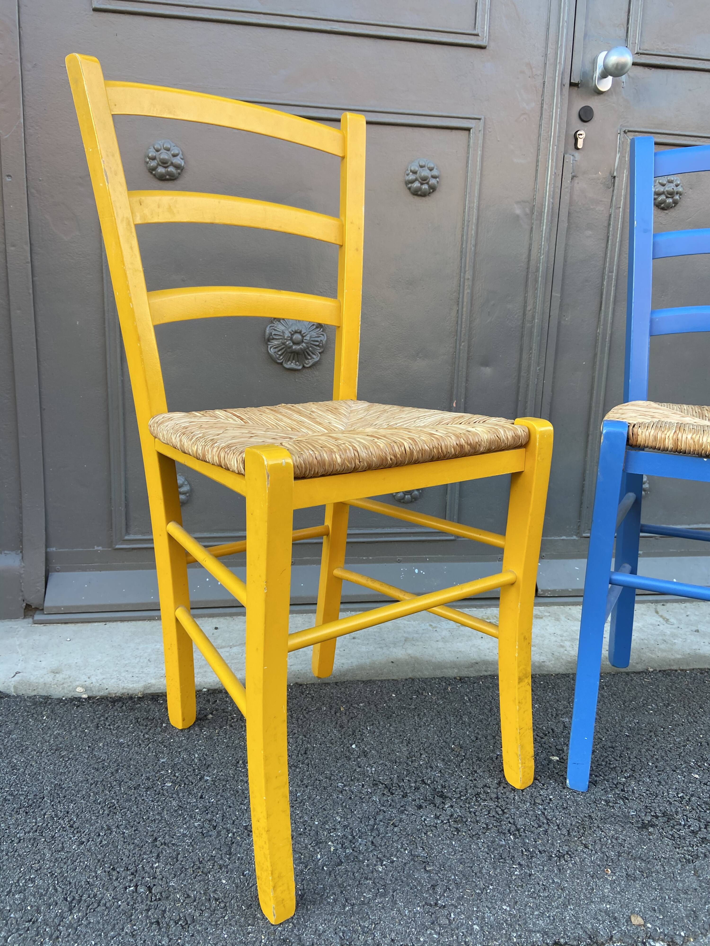 Fake pair of rustic vintage bistro chairs