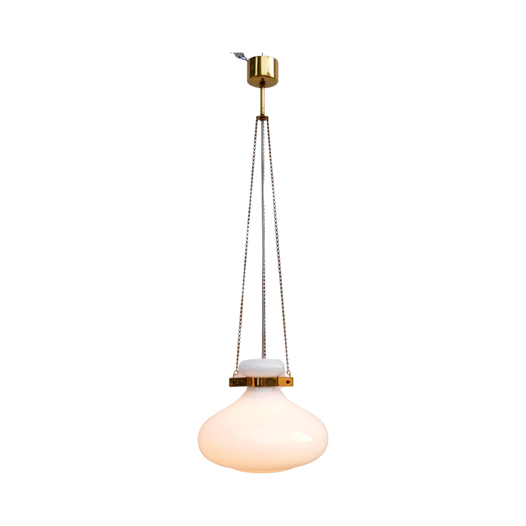 White, modernist chandelier Kamenický Šenov, Czechoslovakia, 1960s.