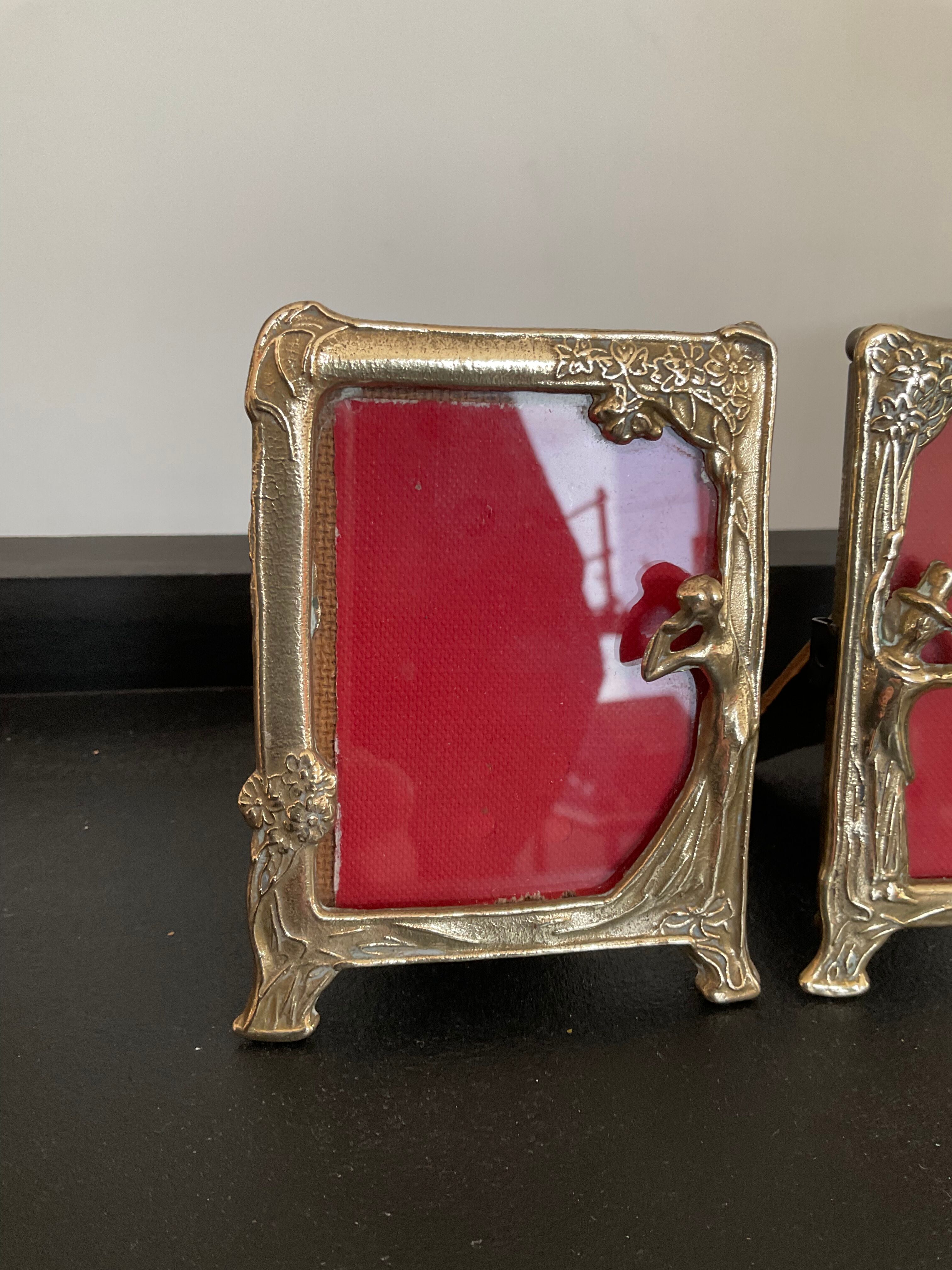 Duo of bronze art deco frames