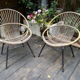2 Rattan basket armchairs