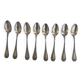 Set of 8 small spoons in solid silver