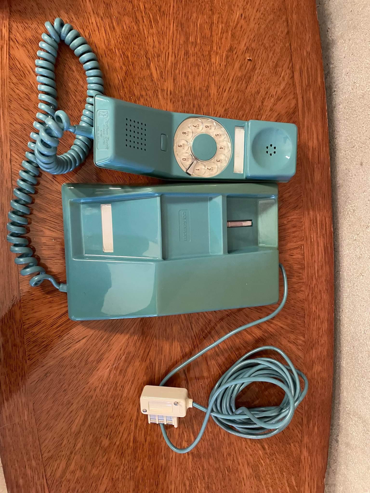 Vintage plastic wall phone blue 70s 80s