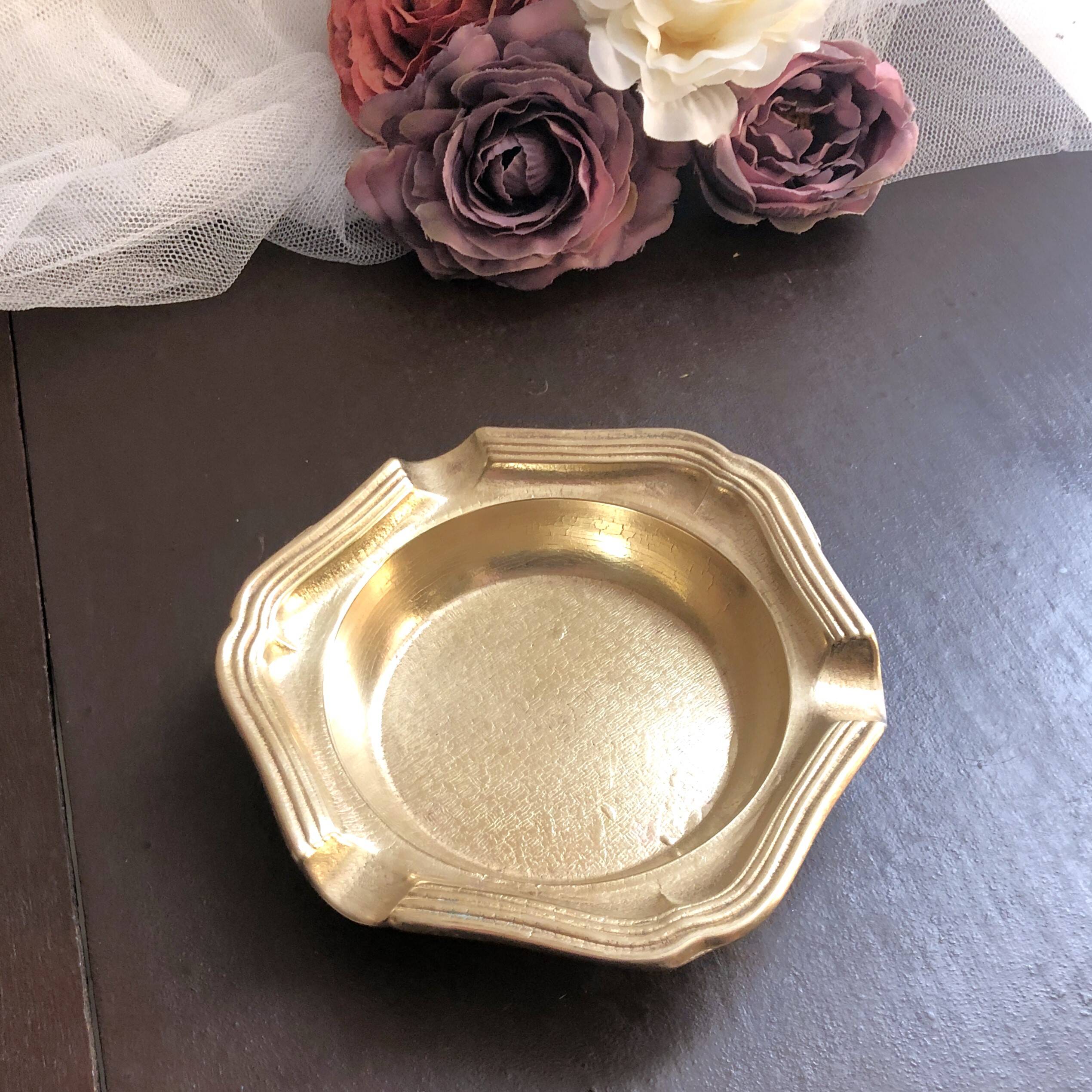Retro golden brass ashtray