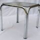 Square coffee table chromed metal and smoked glass