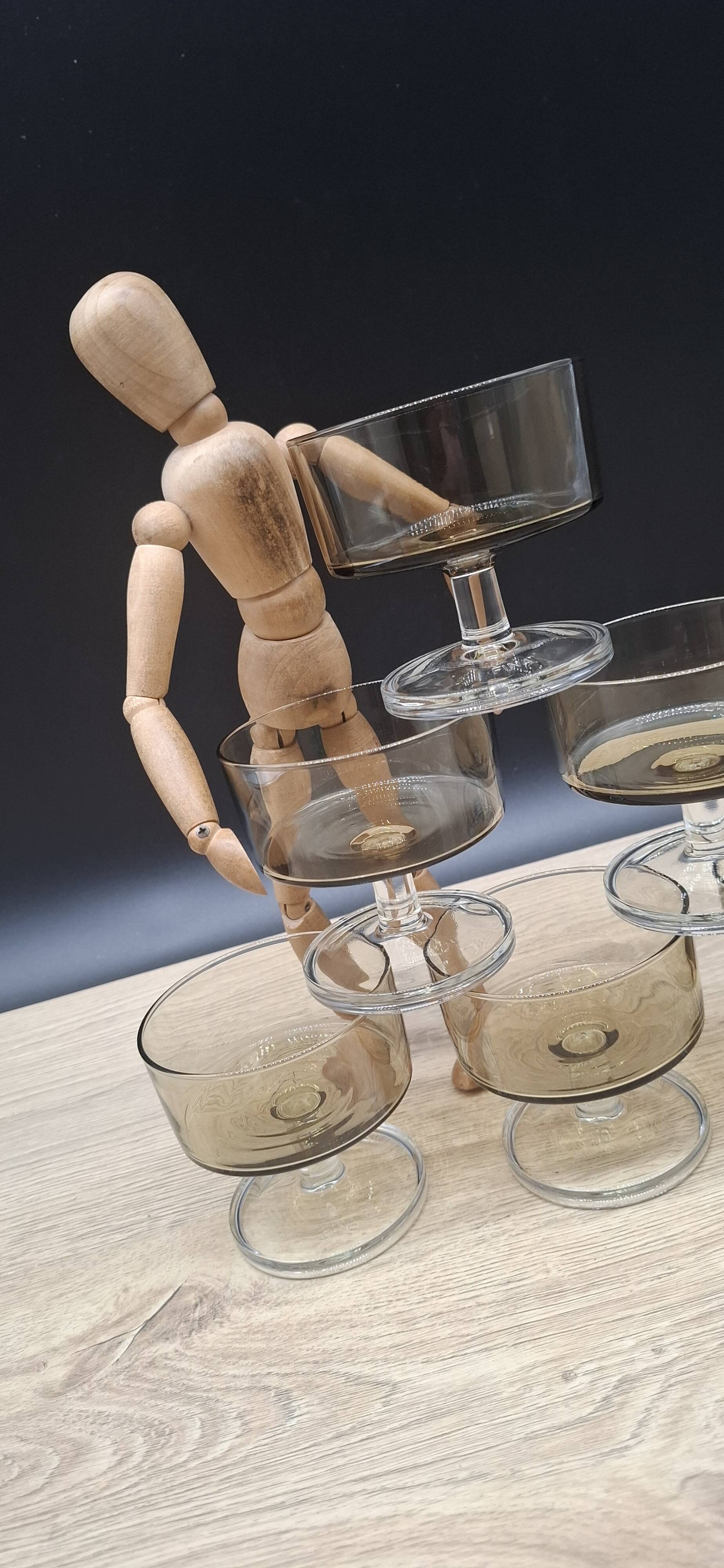 Set of 6 Cavalier Sweden Luminarc smoked champagne glasses