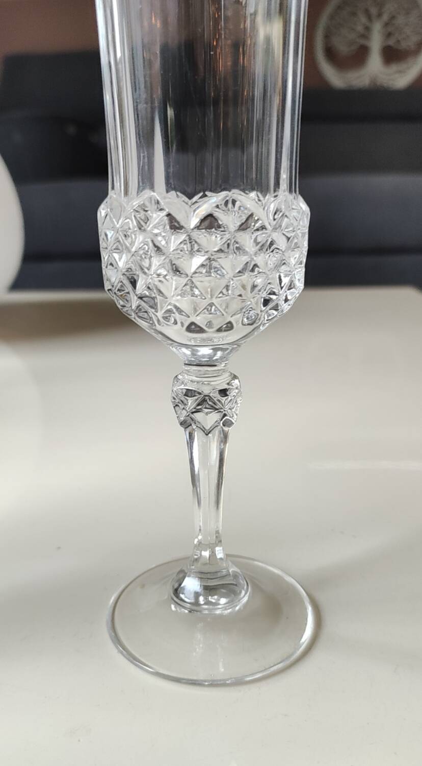 Lot of 5 x Large Champagne Flutes Valencay Gold/Cristal d'Arques
