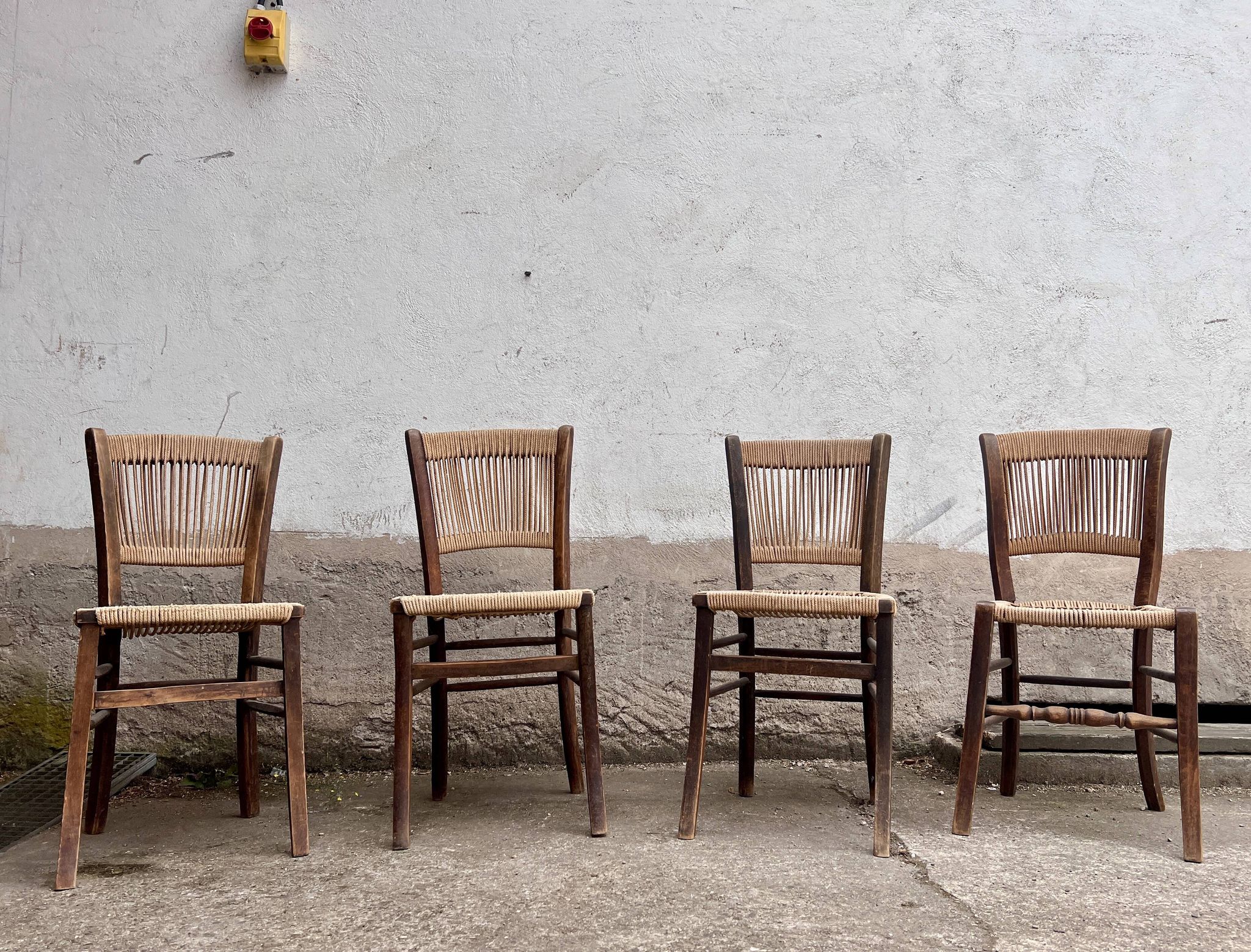 Set of 4 Vintage Rope Bistro Chairs