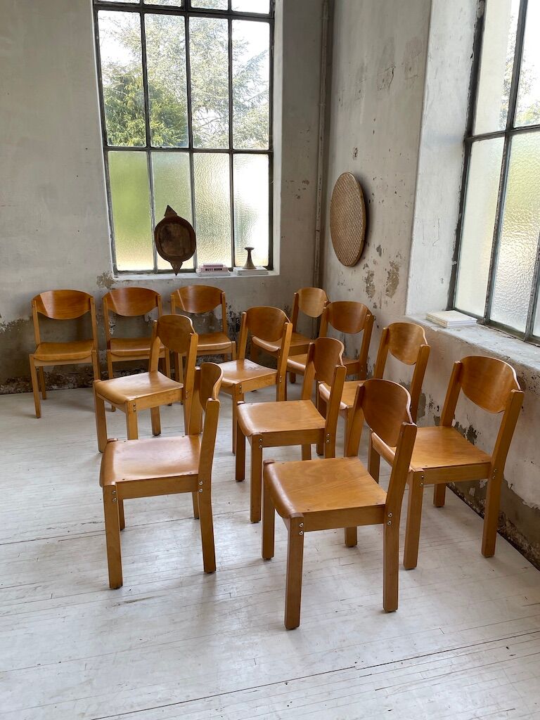 12 80s beech chairs
