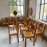 12 80s beech chairs