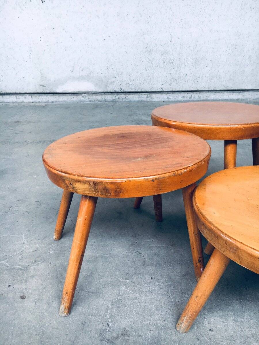 Mid-Century Low Side Table Set, Belgium, 1950s, Set of 4