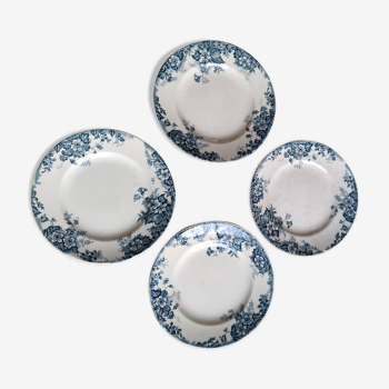 Flat plates (4) in earthenware from Saint Amand and Hamage, Terre de fer, Marie Louise model, c