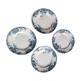 Flat plates (4) in earthenware from Saint Amand and Hamage, Terre de fer, Marie Louise model, c