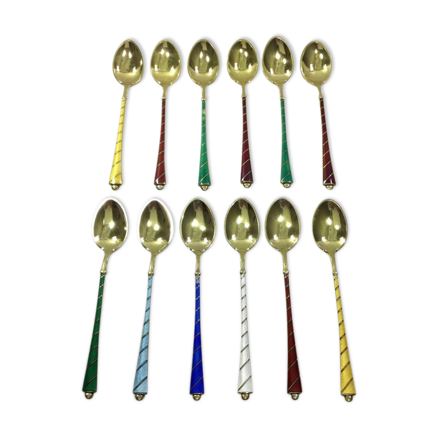 Denmark - Enamelled Moka Vermeil Spoons