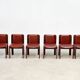 Set of six leather Italian dining chairs