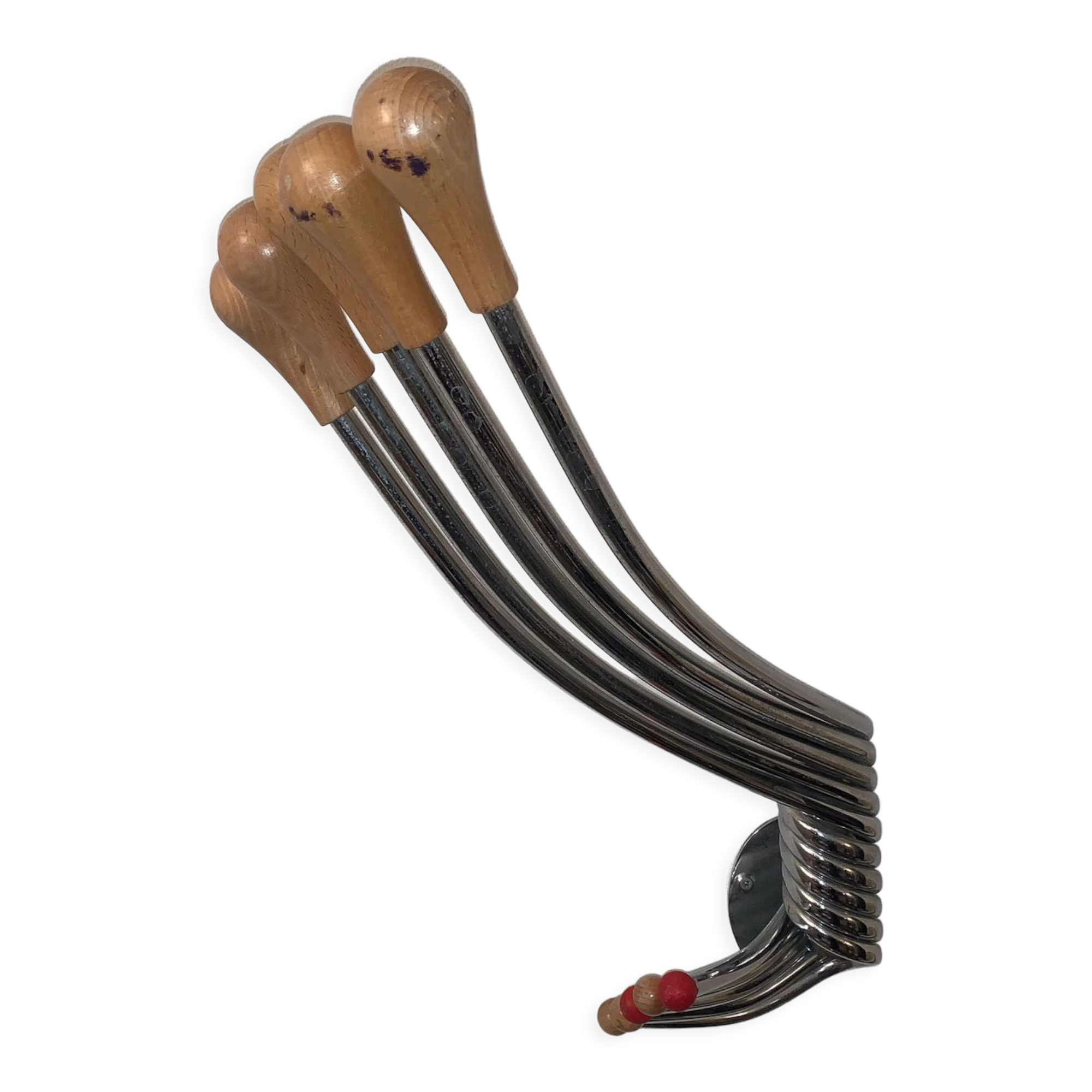 Vintage Wall mount ‘Octopus’ metal and wood swivel coat rack