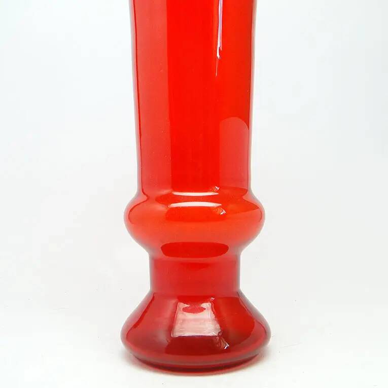 Postmodernist vase, red glass, Poland, 1970s