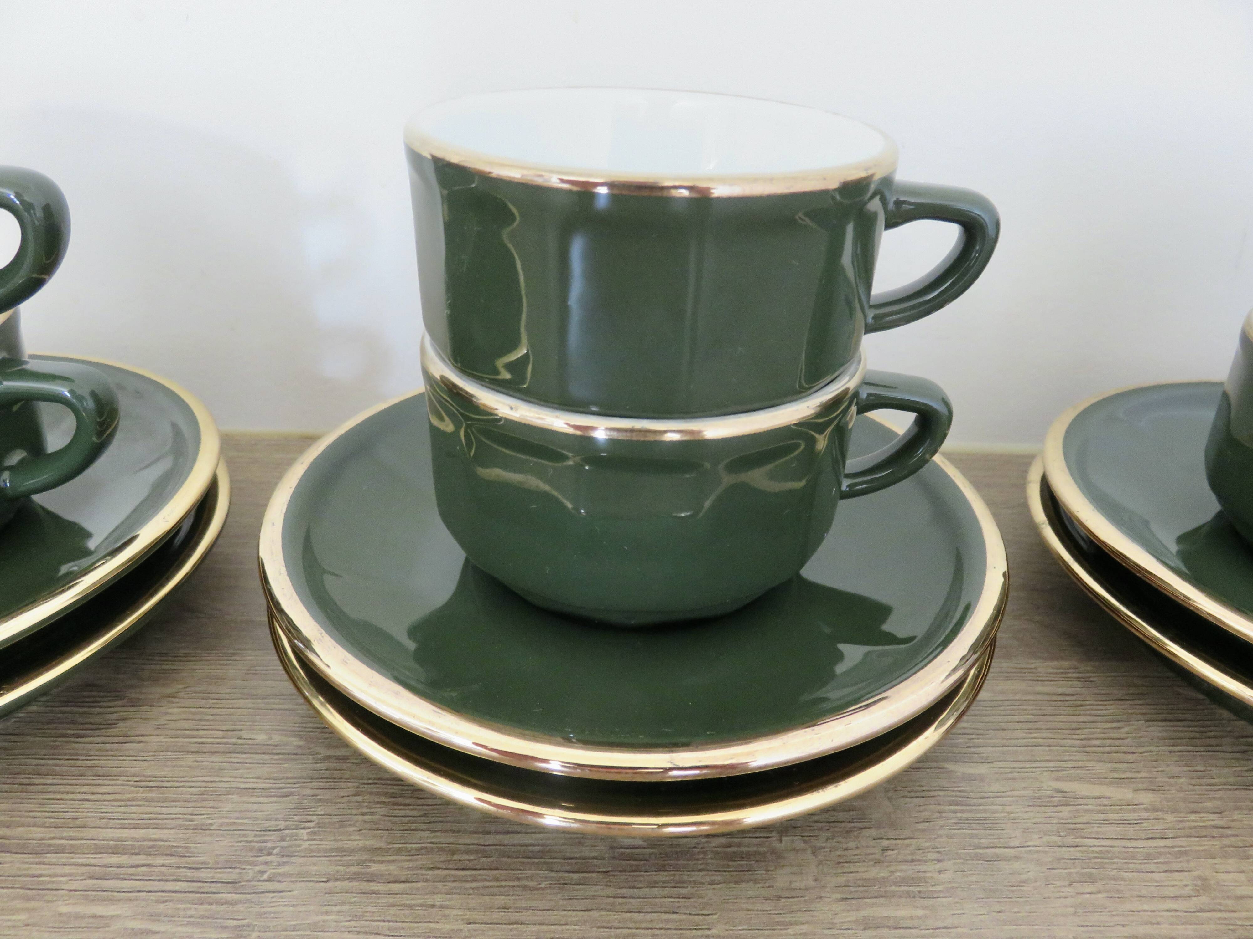 Apilco, set of 2 cups and saucers, Parisian bistros
