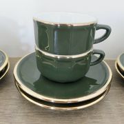 Apilco, set of 2 cups and saucers, Parisian bistros