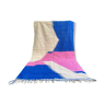 Tapis berbère kilim moderne graphique bleu majorelle,rose et blanc 195x310