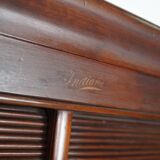 Antique Mahogany Filing Cabinet with Roll Down Tambour Doors, USA circa 1920