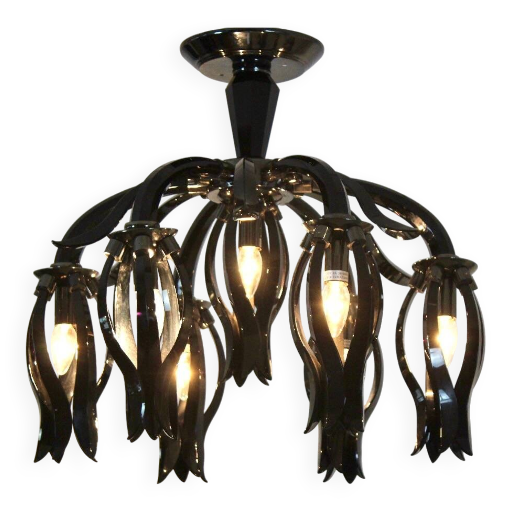 Italian black glass chandelier