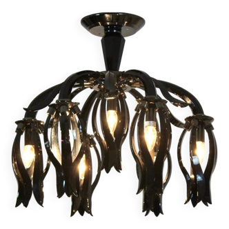 Italian black glass chandelier