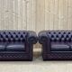 Pair of 2-seater leather Chesterfield sofas from the 1990s by Thomas LLOYD