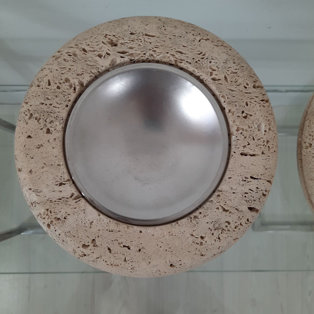 Pair of valet trays - 1980s - travertine